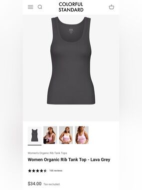 Colorful Standard Women’s Organic Rib Tank Top - Lava Grey